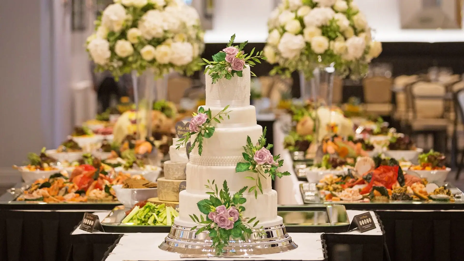 Wedding catering table laid by Four Seasons